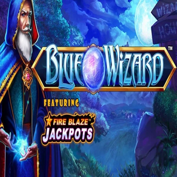 Blue Wizard Fire Blaze Jackpots logo – Slots by Rarestone Gaming at Fair Crown Casino